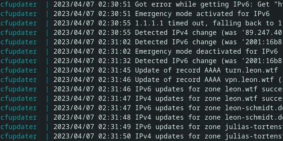 CLI Log of the CF Updater
