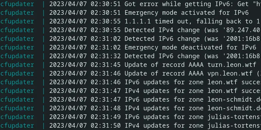 CLI Log of the CF Updater